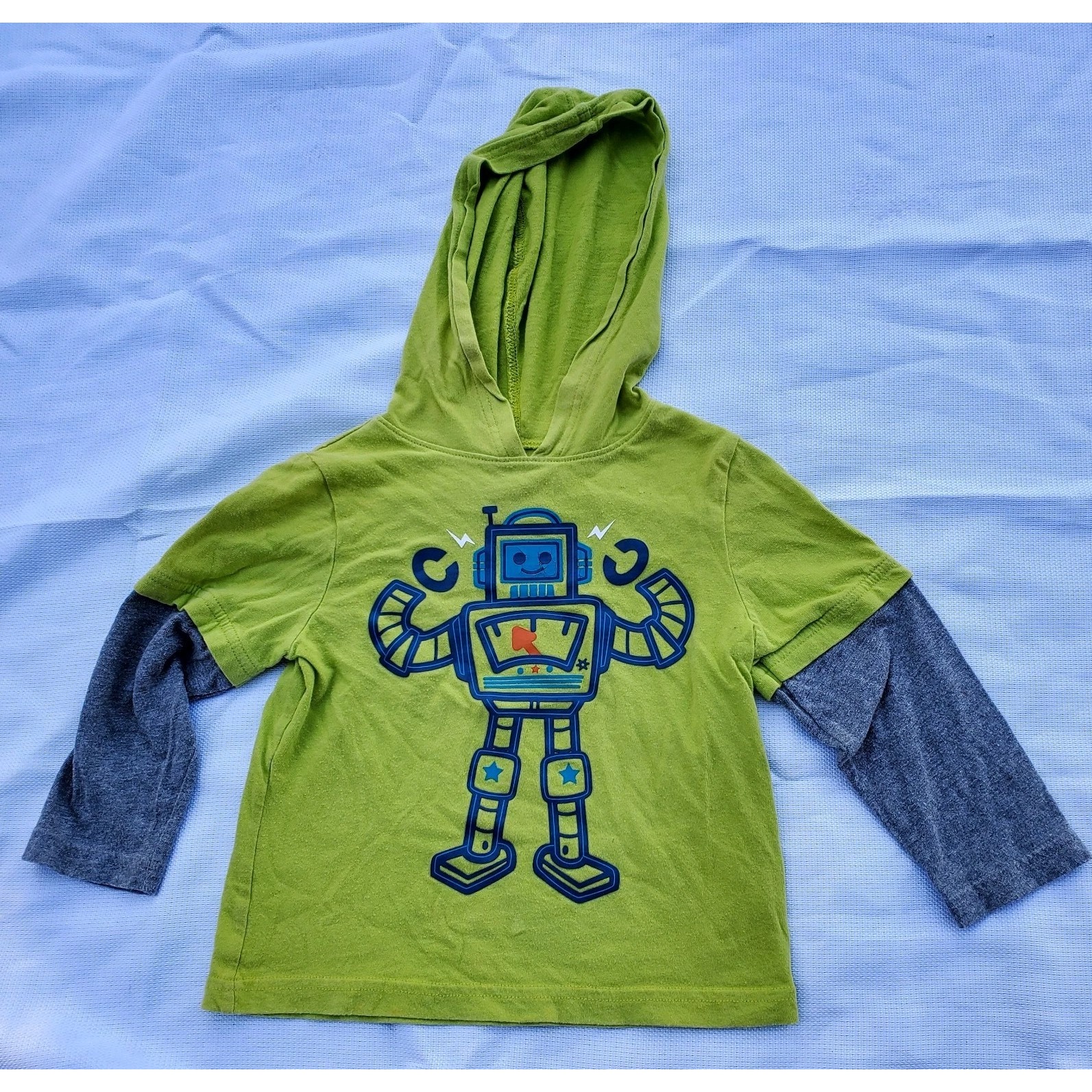 Jumpin' Beans Lime Green Long Sleeved Hooded Robot Shirt Size 3t